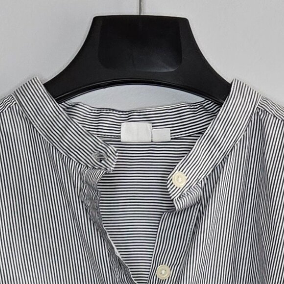 Gap Tall Gray & White Striped Button-Down Shirtdress M – Pockets, Band Collar - Picture 3 of 5